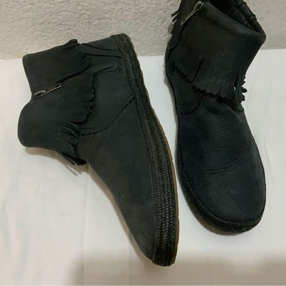 UGG Tiana Fringe Ankle Booties Leather Side Zip Casual 1005454 Womens 8 - Picture 7 of 13